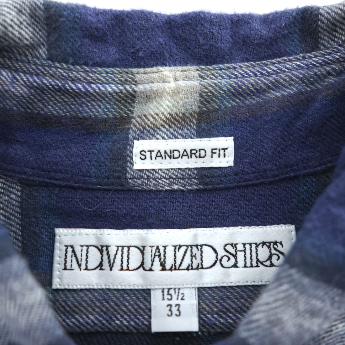 INDIVIDUALIZED SHIRTS USA製 長袖 ボタンダウンシャツ M ネイビー チェック STANDARD FIT