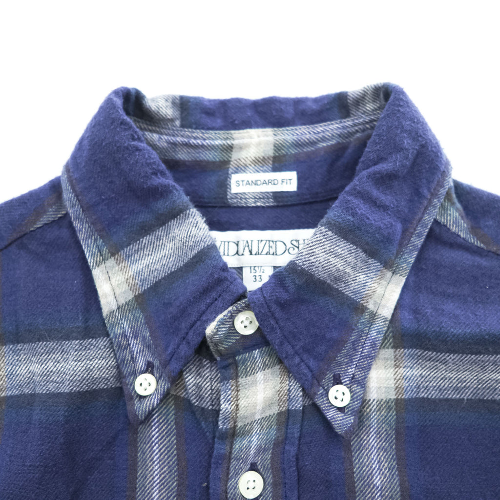 INDIVIDUALIZED SHIRTS USA製 長袖 ボタンダウンシャツ M ネイビー チェック STANDARD FIT