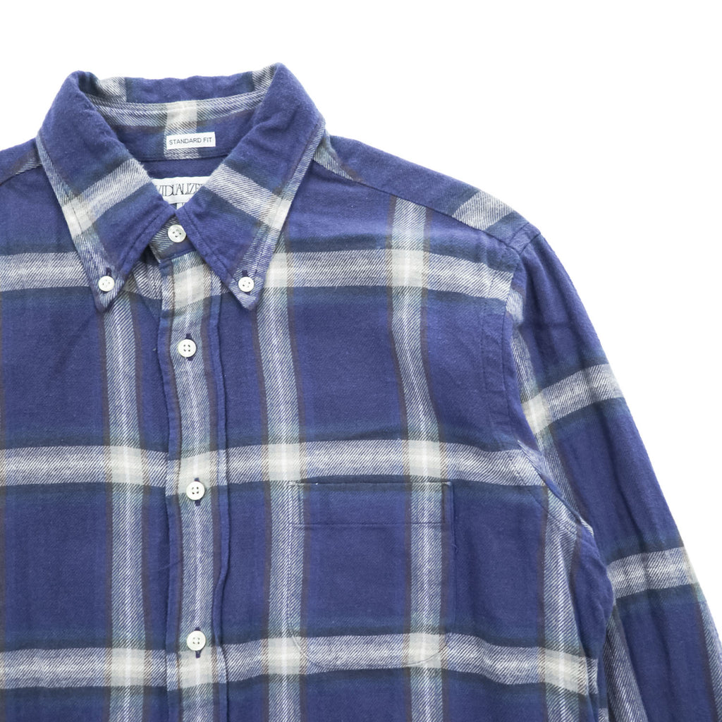 INDIVIDUALIZED SHIRTS USA製 長袖 ボタンダウンシャツ M ネイビー チェック STANDARD FIT