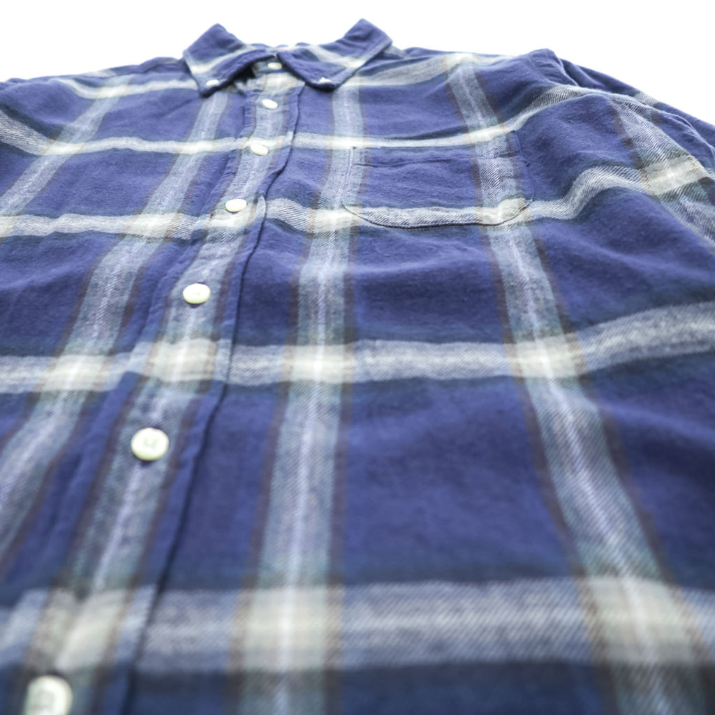 INDIVIDUALIZED SHIRTS USA製 長袖 ボタンダウンシャツ M ネイビー チェック STANDARD FIT