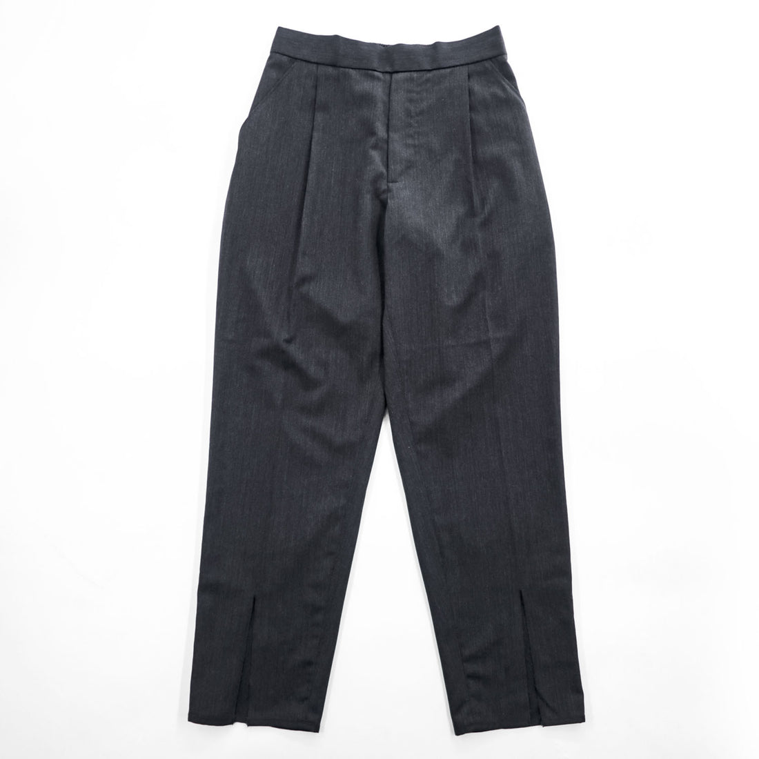 SOUMO Wool Tapered Easy Slacks Pants Black Size 02 Slit 09-SP-001 Made in Japan