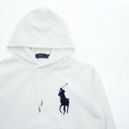 Polo Ralph Lauren ビッグポニー 刺繍 プルオーバー パーカー S ホワイト カンガルーポケット