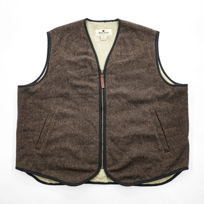 Woolrich ウール ボアフリース ライニングベスト XL ブラウン BUCKSKIN 412 ジップアップ