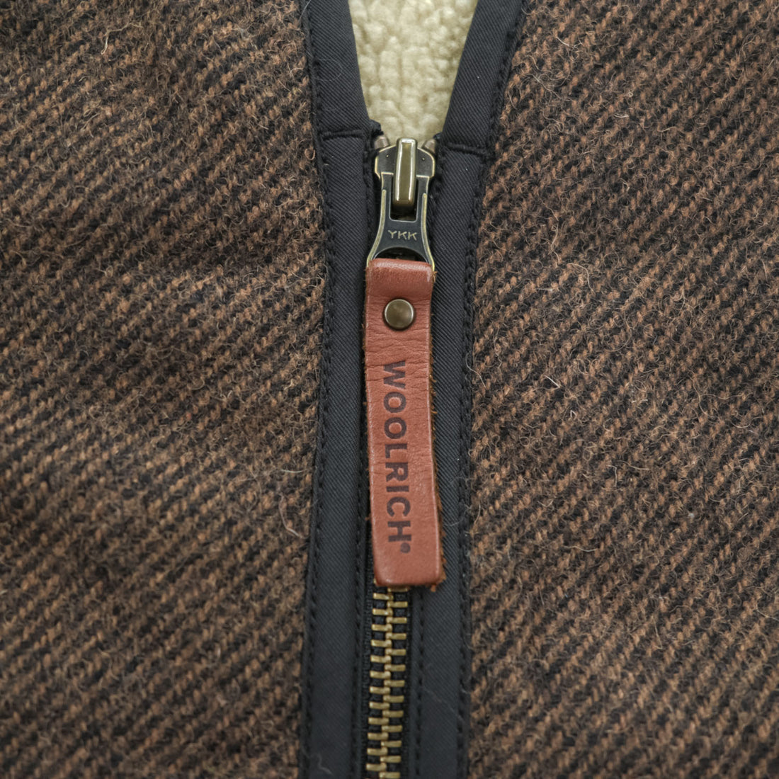 Woolrich ウール ボアフリース ライニングベスト XL ブラウン BUCKSKIN 412 ジップアップ