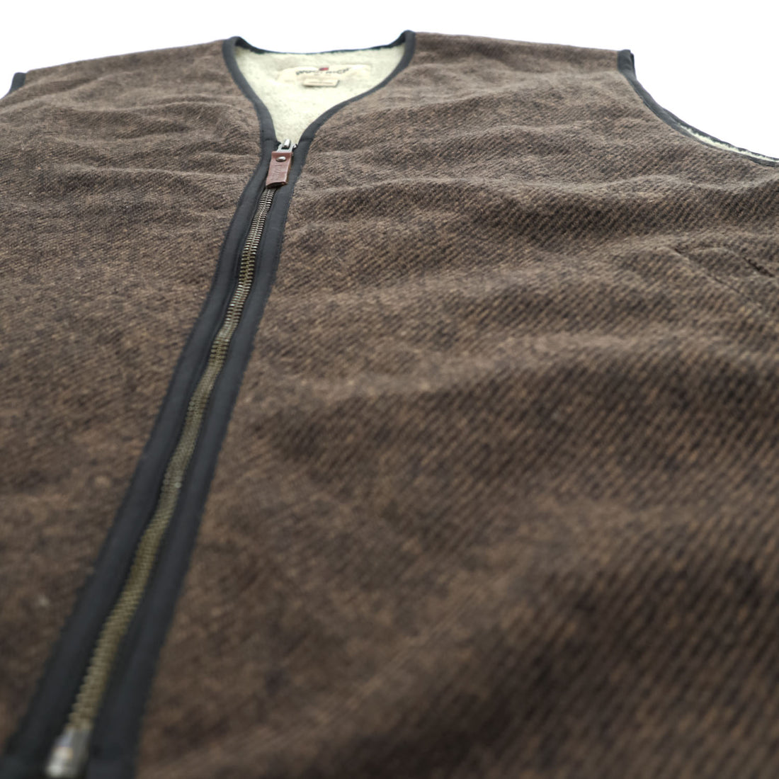 Woolrich ウール ボアフリース ライニングベスト XL ブラウン BUCKSKIN 412 ジップアップ