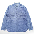 BUZZ RICKSON'S 日本製 シャンブレーシャツ 長袖ワークシャツ L ブルー ダブル 胸ポケット BR25995