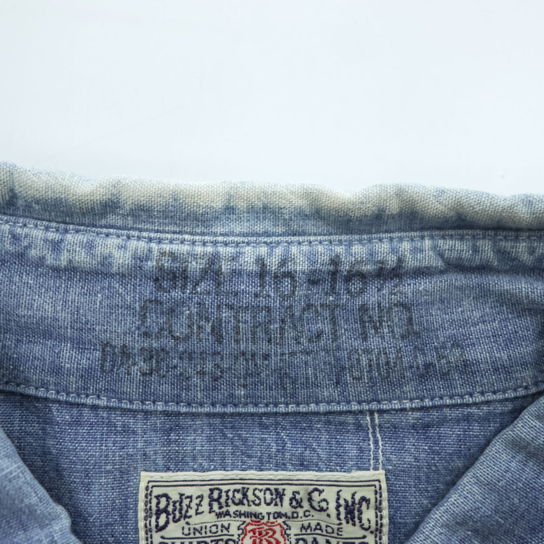 BUZZ RICKSON'S 日本製 シャンブレーシャツ 長袖ワークシャツ L ブルー ダブル 胸ポケット BR25995
