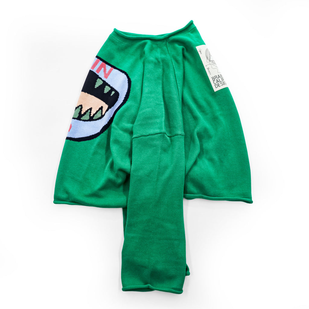 BRAIN DEAD オーバーサイズド クロップド セーター ニット M グリーン BIG BITE OVERSIZED CROPPED BOXY SWEATER O12002727D422