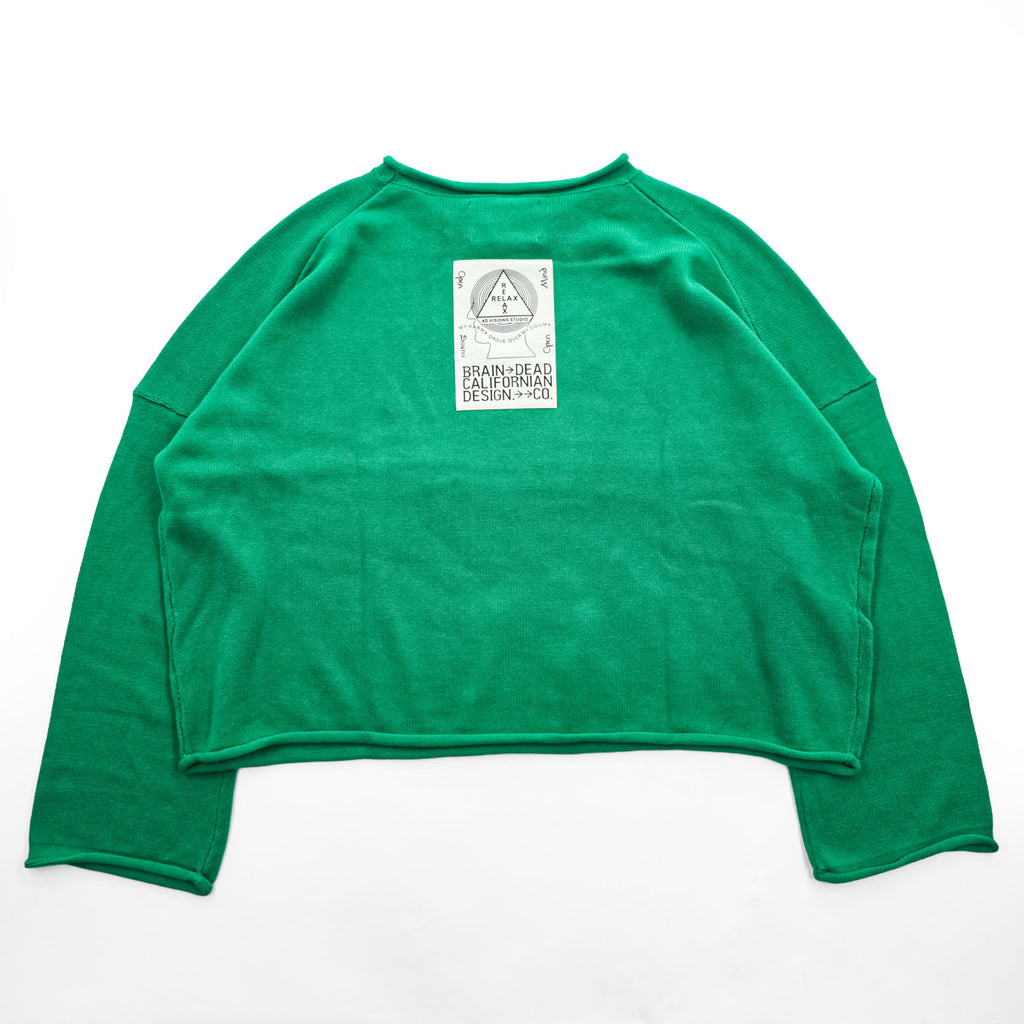BRAIN DEAD オーバーサイズド クロップド セーター ニット M グリーン BIG BITE OVERSIZED CROPPED BOXY SWEATER O12002727D422