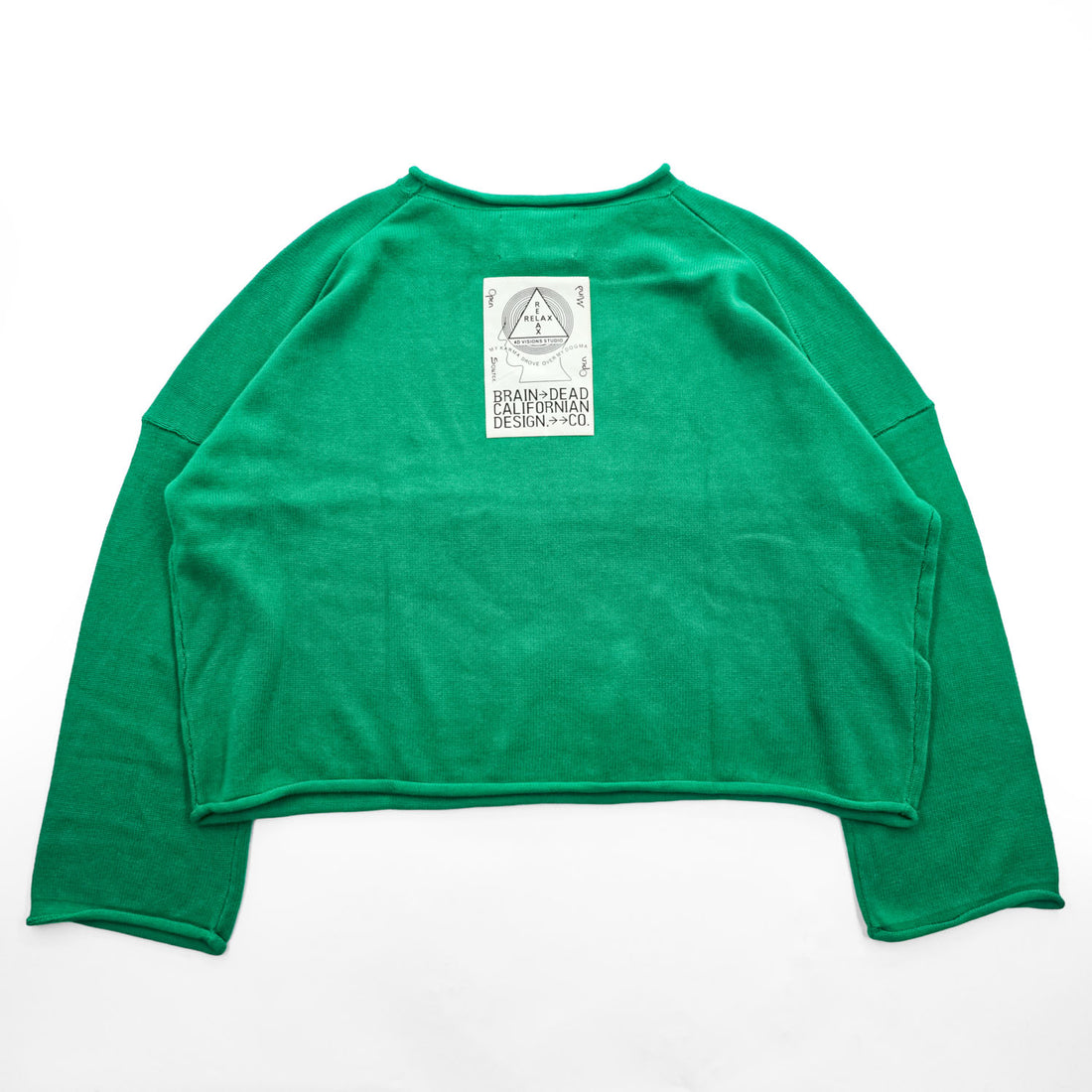 BRAIN DEAD オーバーサイズド クロップド セーター ニット M グリーン BIG BITE OVERSIZED CROPPED BOXY SWEATER O12002727D422