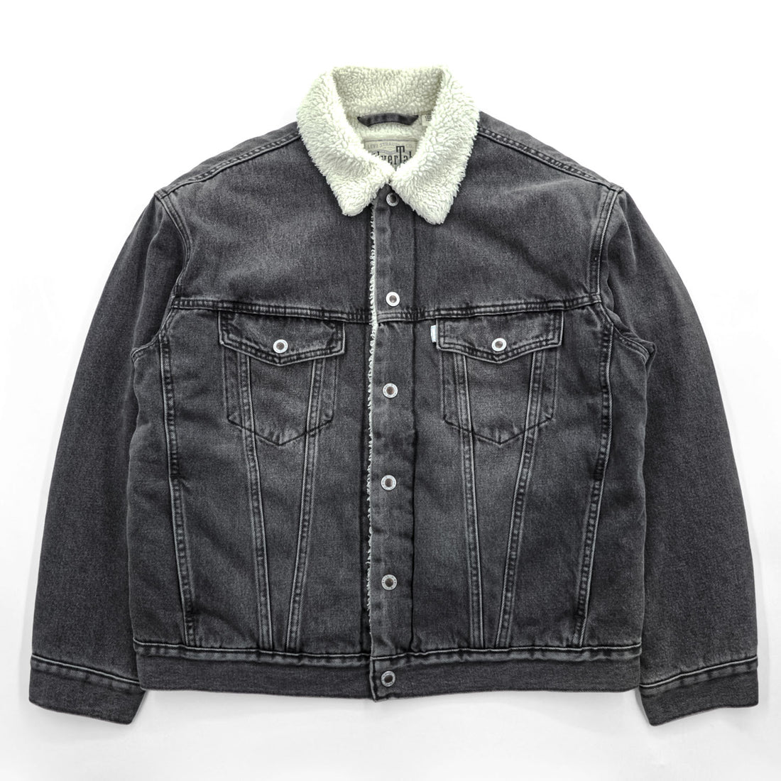 Levi's SILVER TAB シェルパトラッカージャケット デニムジャケット Gジャン S ブラック ボアフリース裏地 A3180-0001