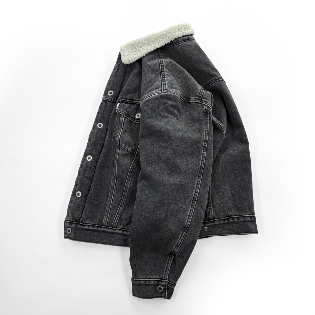 Levi's SILVER TAB シェルパトラッカージャケット デニムジャケット Gジャン S ブラック ボアフリース裏地 A3180-0001
