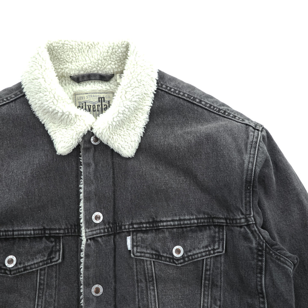 Levi's SILVER TAB シェルパトラッカージャケット デニムジャケット Gジャン S ブラック ボアフリース裏地 A3180-0001