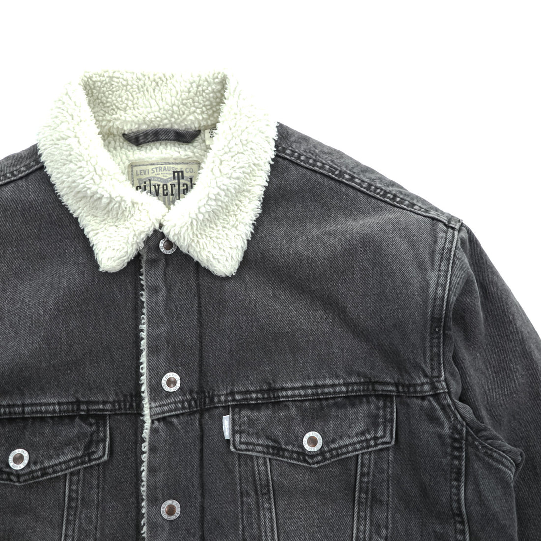 Levi's SILVER TAB シェルパトラッカージャケット デニムジャケット Gジャン S ブラック ボアフリース裏地 A3180-0001