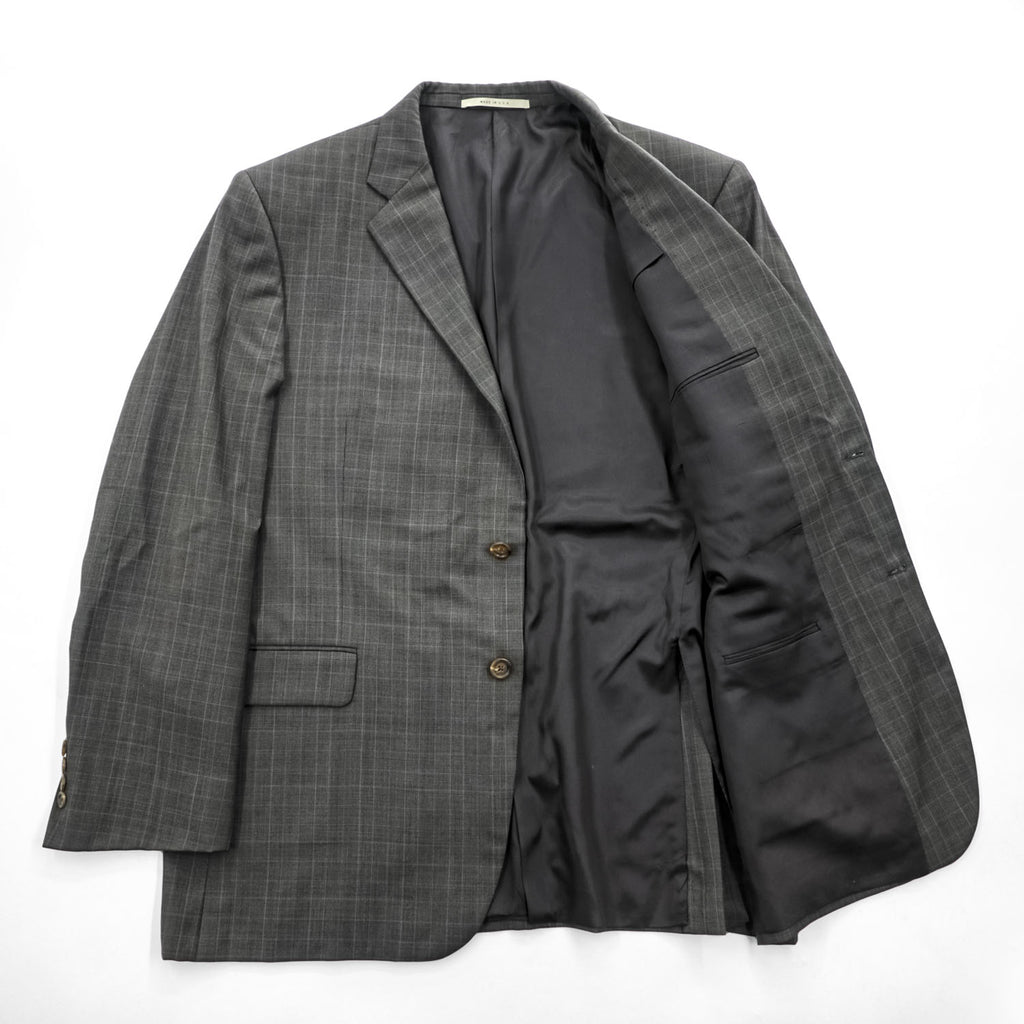 BURBERRY LONDON Made in USA Gray Plaid Wool 2-Button Blazer 44 REG