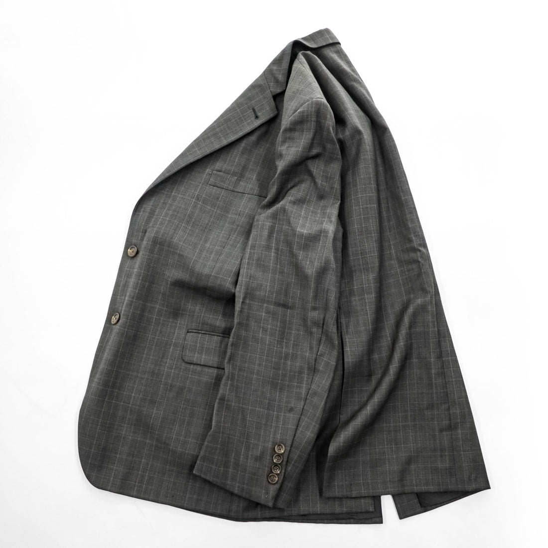 BURBERRY LONDON Made in USA Gray Plaid Wool 2-Button Blazer 44 REG