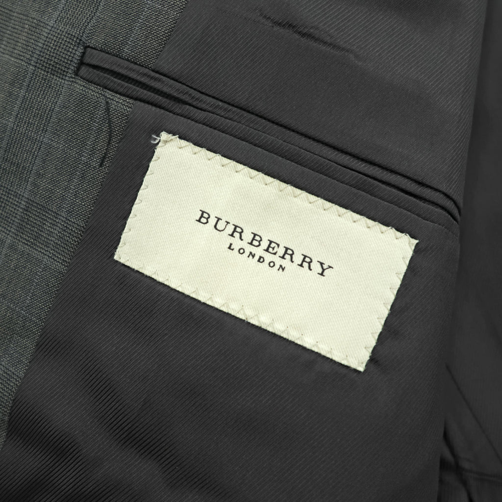 BURBERRY LONDON Made in USA Gray Plaid Wool 2-Button Blazer 44 REG
