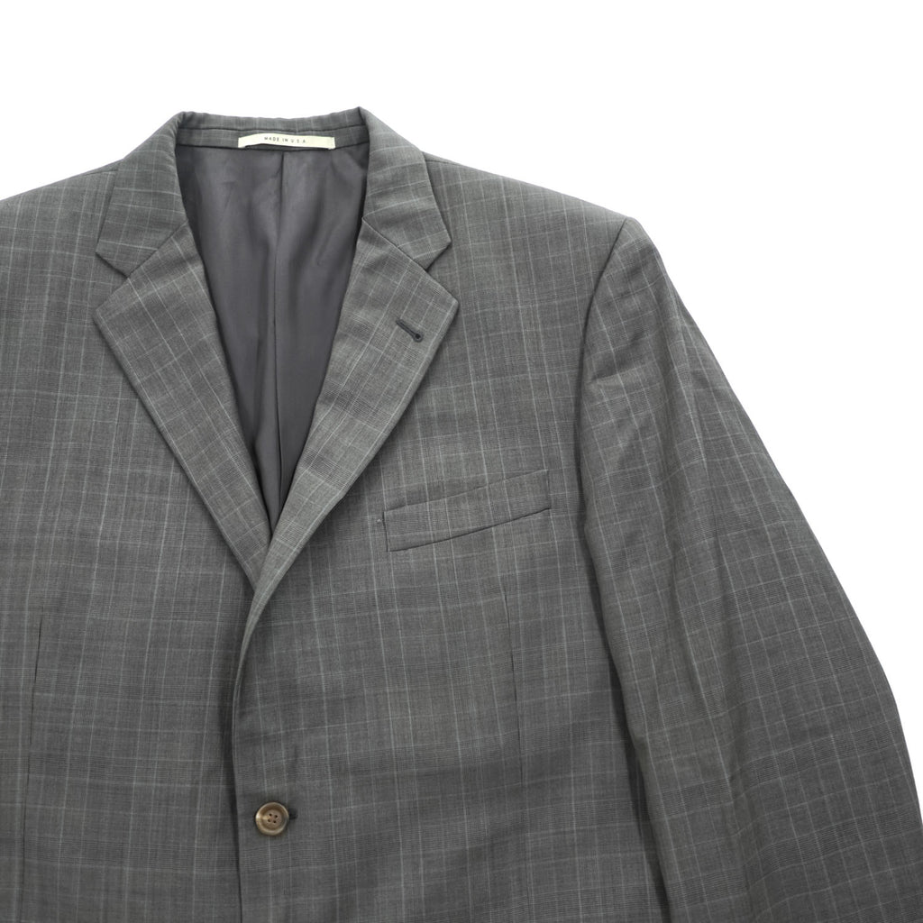 BURBERRY LONDON Made in USA Gray Plaid Wool 2-Button Blazer 44 REG