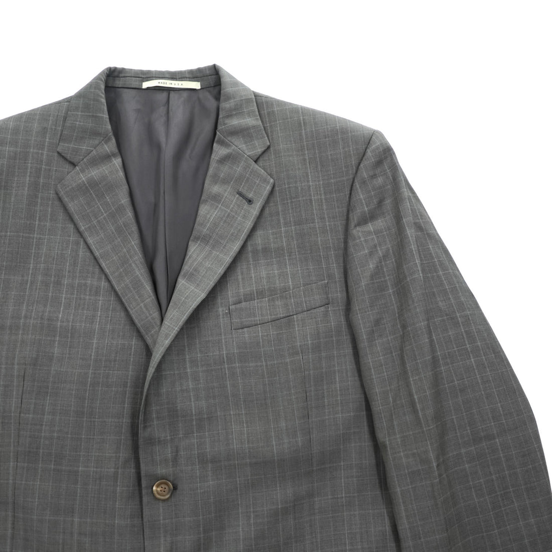 BURBERRY LONDON Made in USA Gray Plaid Wool 2-Button Blazer 44 REG