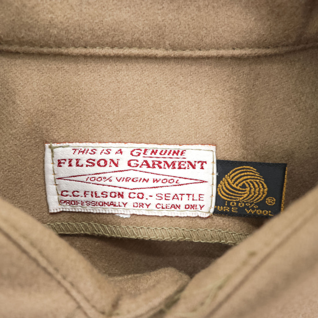 FILSON マッキーノ ウール シャツジャケット 長袖シャツ XL ベージュ キャメル 100%ヴァージンウール ダブル フラップ 胸ポケット