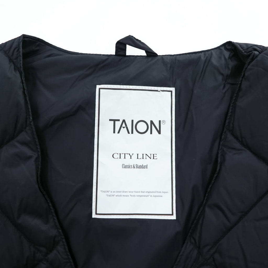 TAION City Line Men's Quilted Down Gilet Vest Black Size M V Neck Snap Button