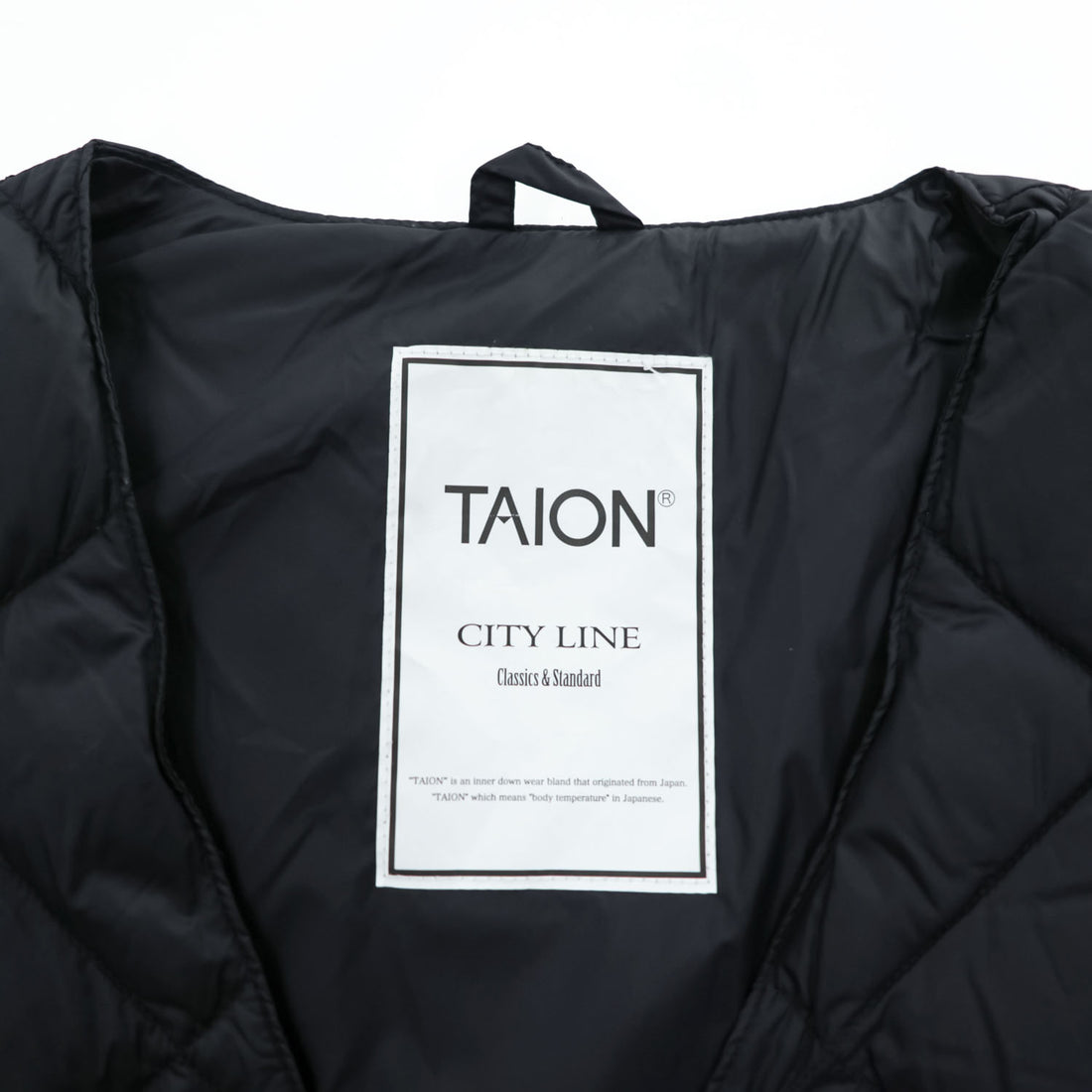 TAION City Line Men's Quilted Down Gilet Vest Black Size M V Neck Snap Button
