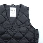 TAION City Line Men's Quilted Down Gilet Vest Black Size M V Neck Snap Button