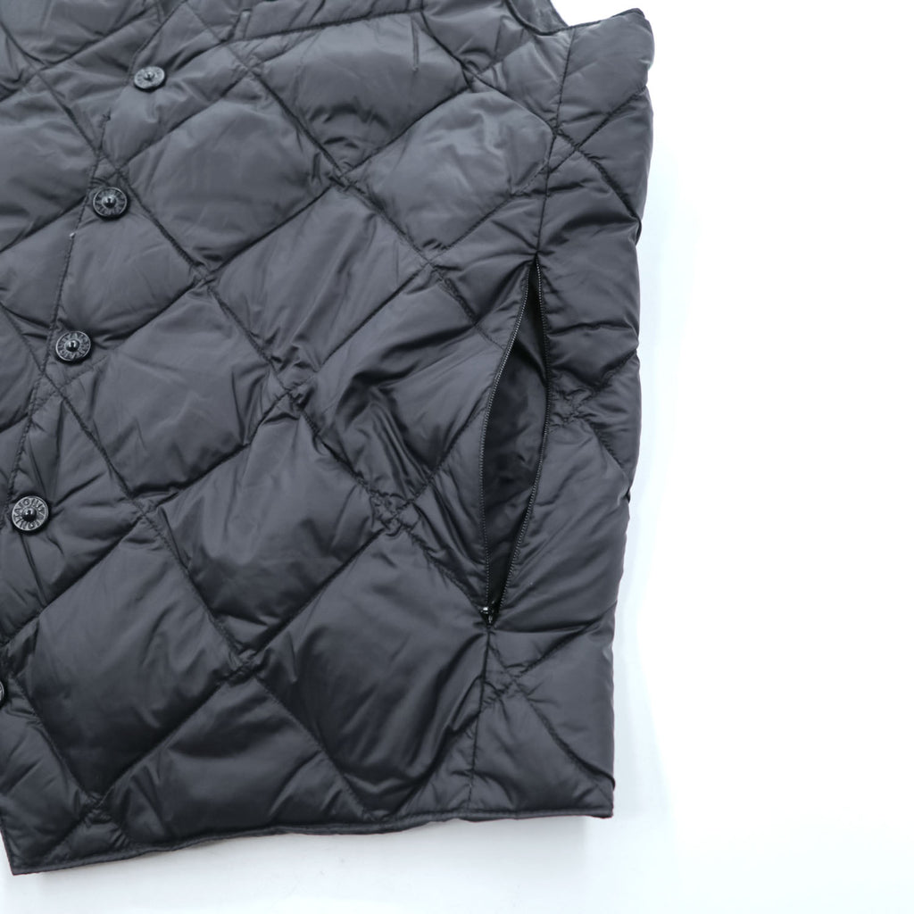 TAION City Line Men's Quilted Down Gilet Vest Black Size M V Neck Snap Button