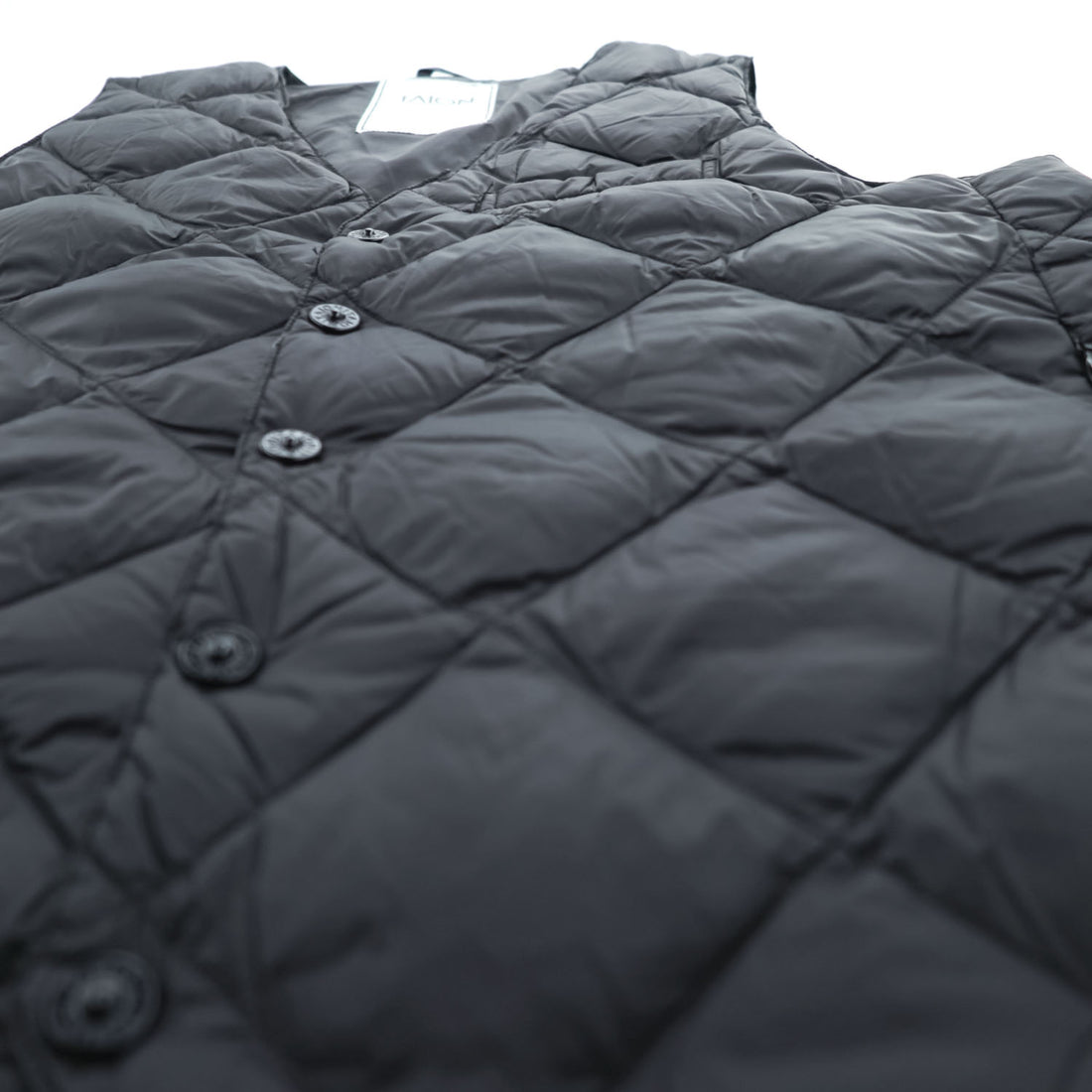 TAION City Line Men's Quilted Down Gilet Vest Black Size M V Neck Snap Button