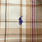 Ralph Lauren 長袖 チェックシャツ CLASSIC FIT ボタンダウン L ベージュ オレンジ ポニー刺繍