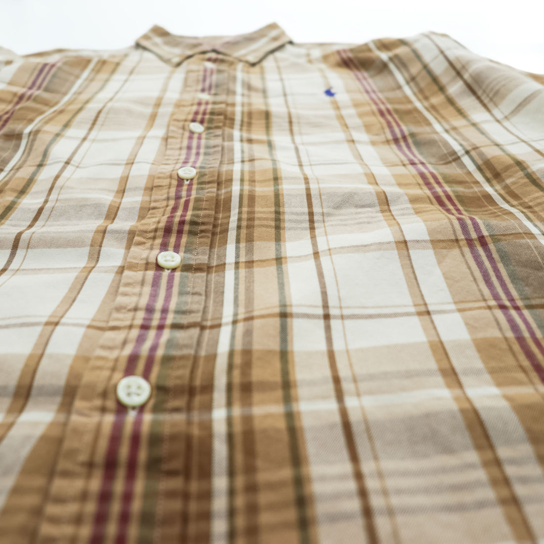 Ralph Lauren 長袖 チェックシャツ CLASSIC FIT ボタンダウン L ベージュ オレンジ ポニー刺繍