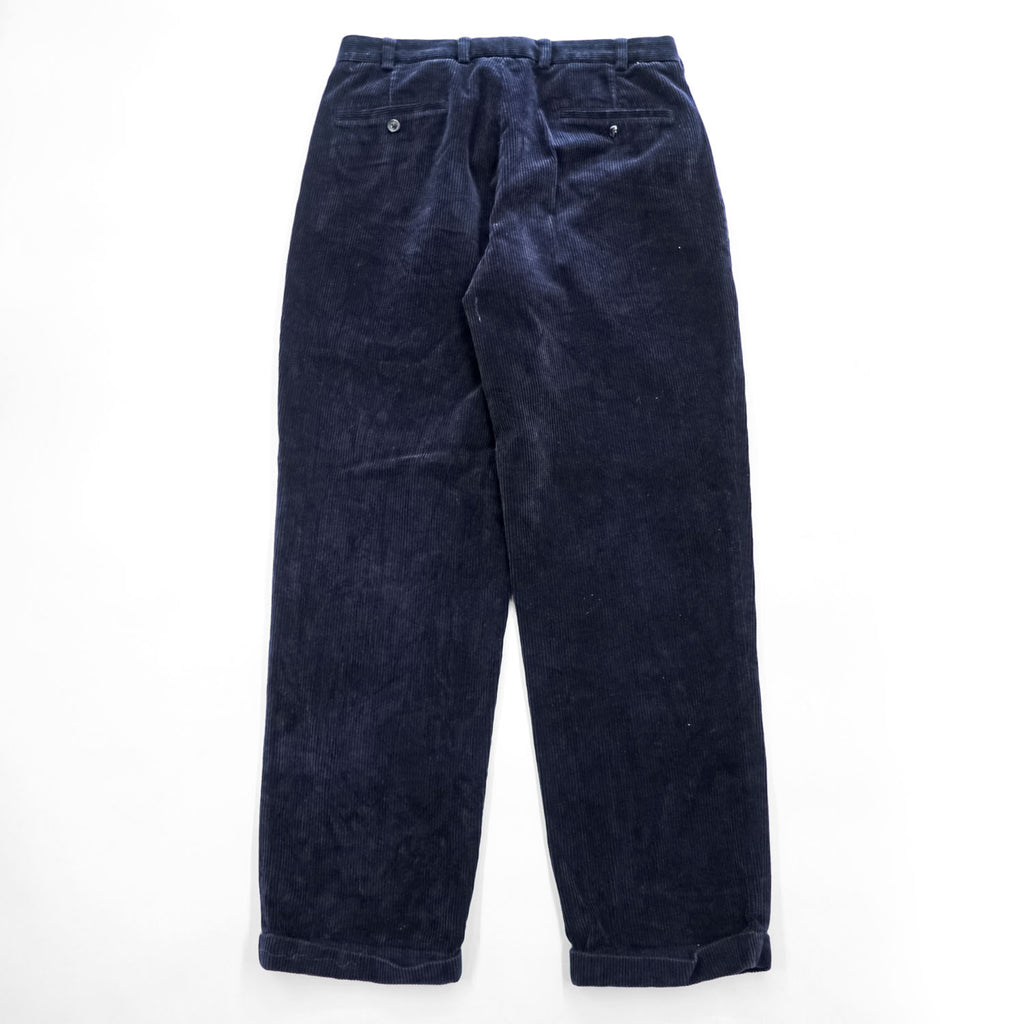 Brooks Brothers ワイド 2タック コーデュロイパンツ スラックス ELLIOT L ネイビー プリーツ ダブルカフス
