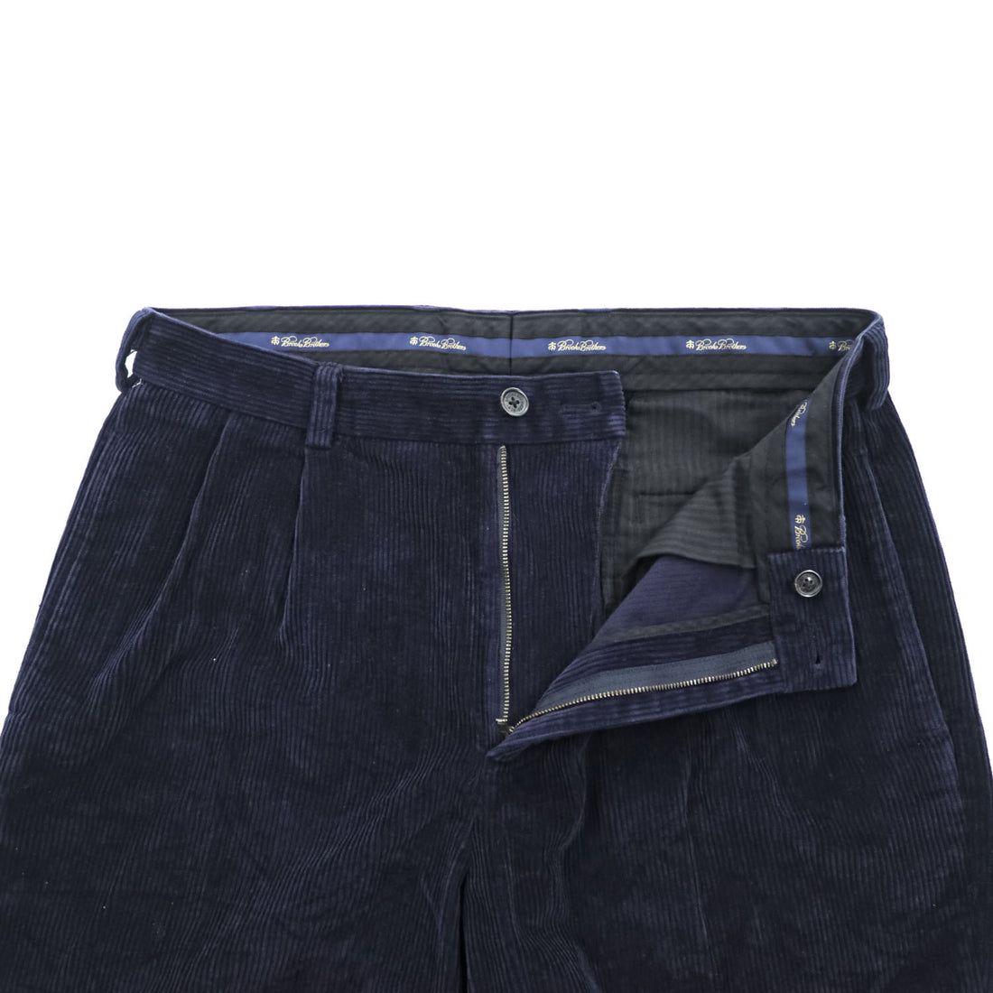 Brooks Brothers ワイド 2タック コーデュロイパンツ スラックス ELLIOT L ネイビー プリーツ ダブルカフス
