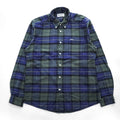 Barbour 長袖 チェックシャツ L グリーン ネイビー ヘリンボーン TAILORED FIT ボタンダウン 胸ポケット MSH5014TN28