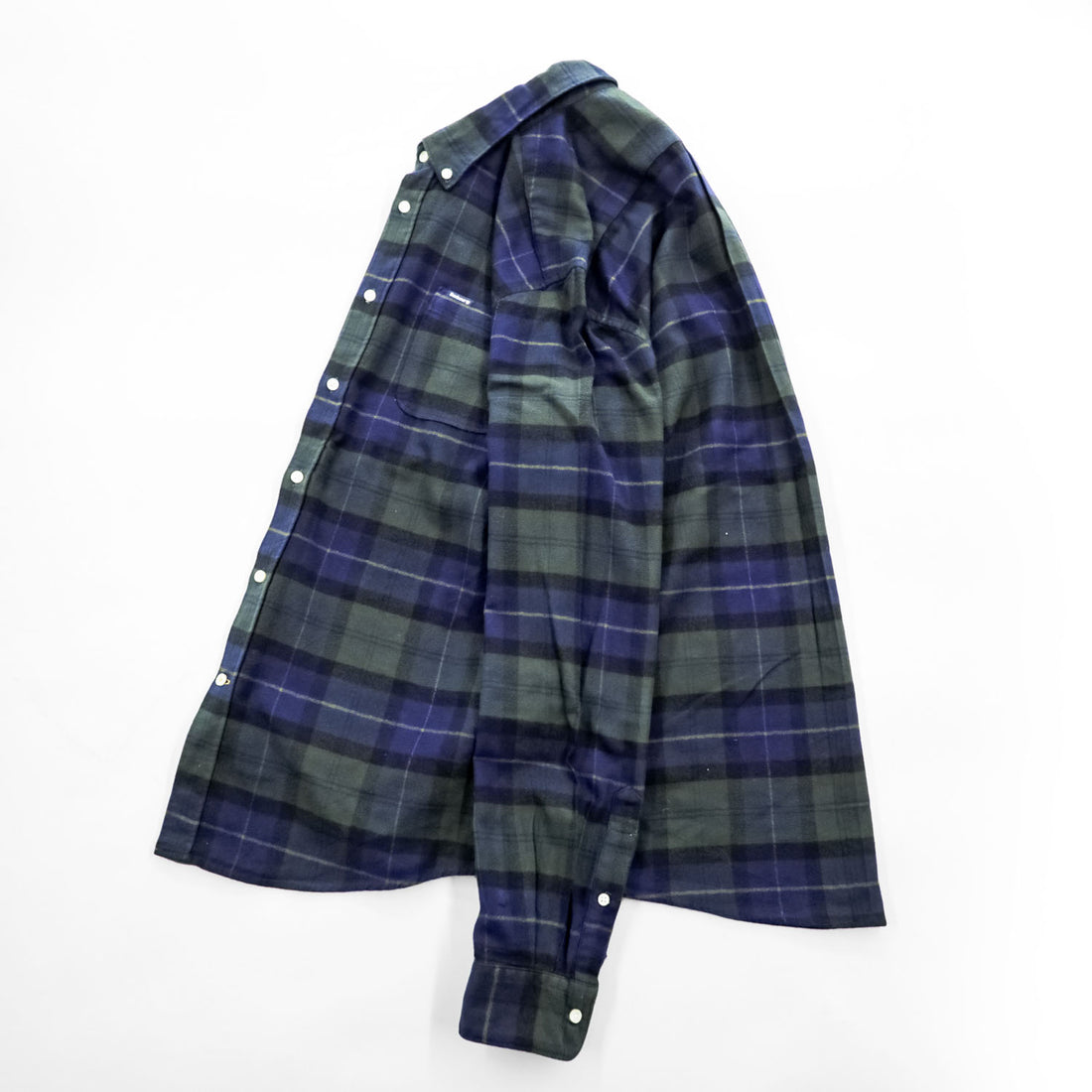 Barbour 長袖 チェックシャツ L グリーン ネイビー ヘリンボーン TAILORED FIT ボタンダウン 胸ポケット MSH5014TN28