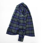 Barbour 長袖 チェックシャツ L グリーン ネイビー ヘリンボーン TAILORED FIT ボタンダウン 胸ポケット MSH5014TN28