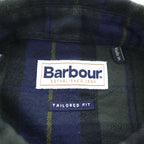 Barbour 長袖 チェックシャツ L グリーン ネイビー ヘリンボーン TAILORED FIT ボタンダウン 胸ポケット MSH5014TN28