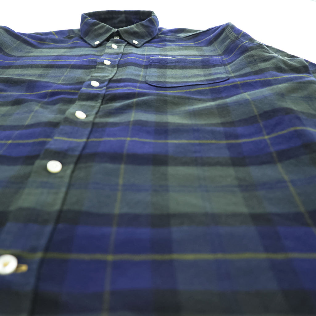 Barbour 長袖 チェックシャツ L グリーン ネイビー ヘリンボーン TAILORED FIT ボタンダウン 胸ポケット MSH5014TN28