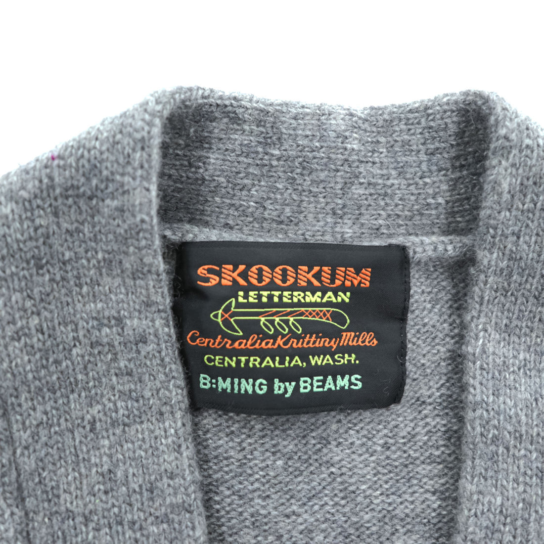 SKOOKUM レタード ニット カーディガン M グレー BEAMS別注 Letterman ワッペン 92-15-0288-202