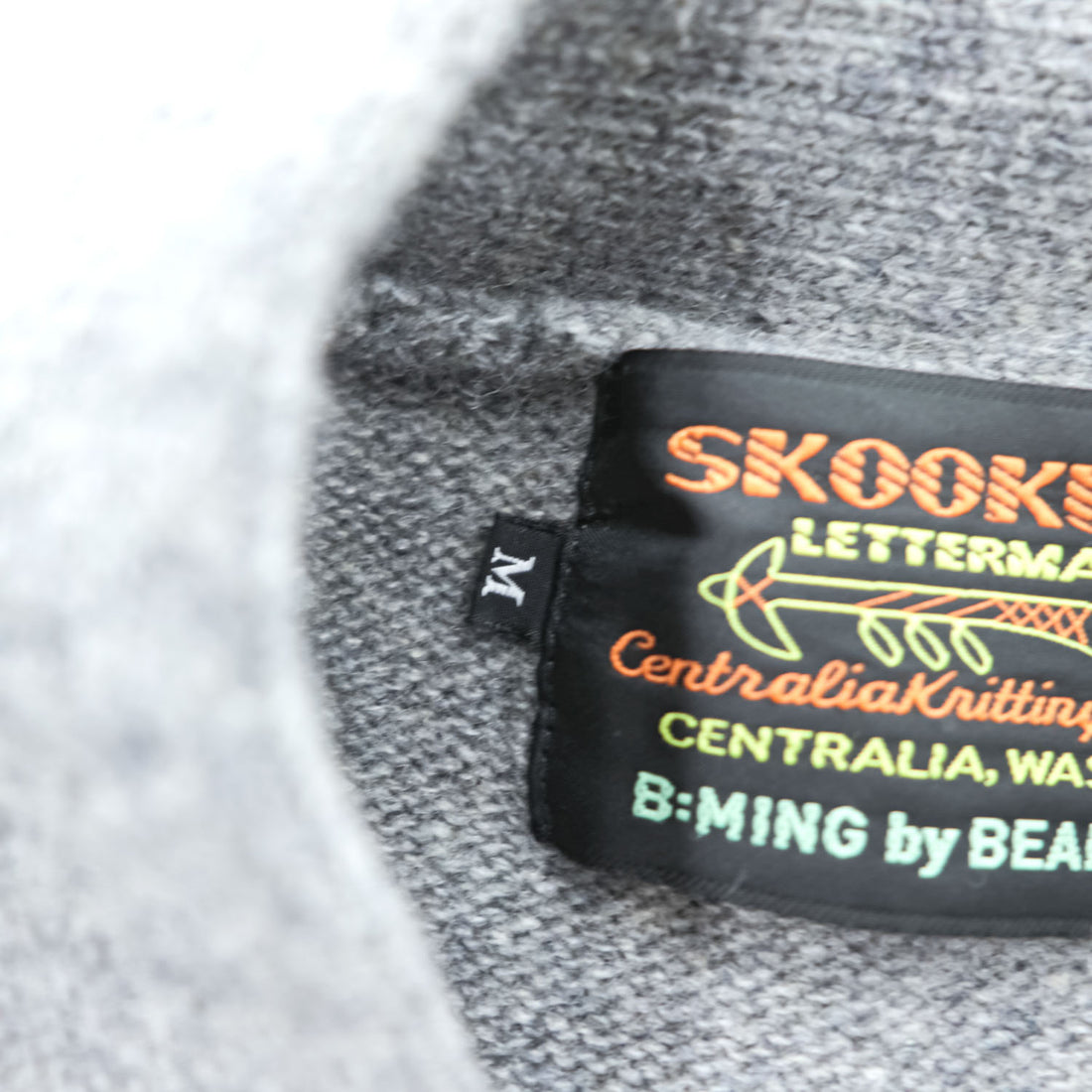 SKOOKUM レタード ニット カーディガン M グレー BEAMS別注 Letterman ワッペン 92-15-0288-202
