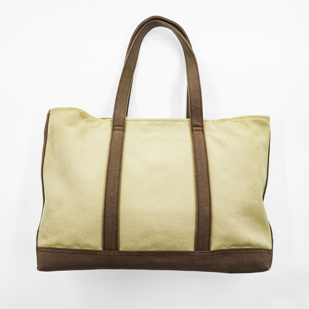Ralph Lauren Big Pony Embroidered Cotton Canvas Tote Bag Beige Brown