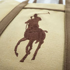 Ralph Lauren Big Pony Embroidered Cotton Canvas Tote Bag Beige Brown