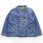 LAUREN RALPH LAUREN 90年代 ヴィンテージ デニムキルティング ダブルブレストジャケット L インディゴ ブルー 中綿 裏地チェック