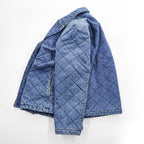 LAUREN RALPH LAUREN 90年代 ヴィンテージ デニムキルティング ダブルブレストジャケット L インディゴ ブルー 中綿 裏地チェック