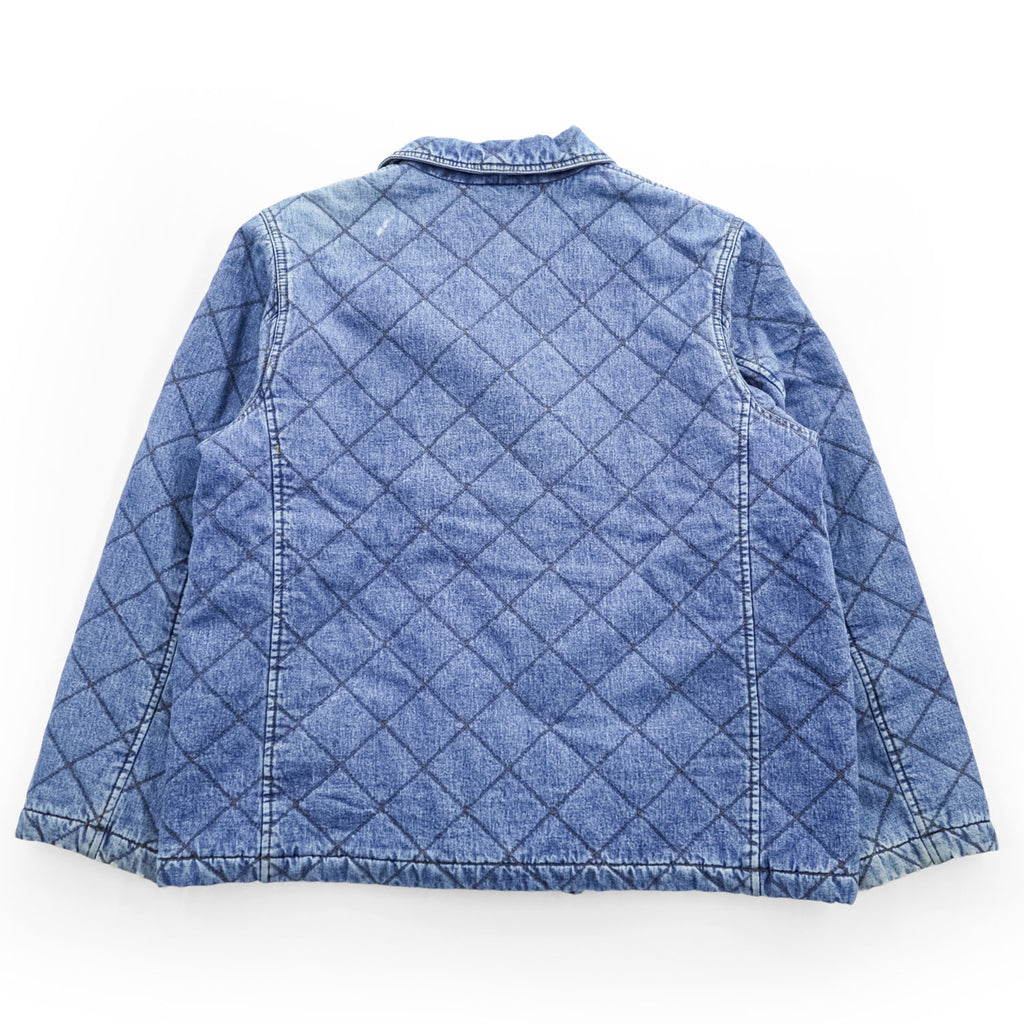 LAUREN RALPH LAUREN 90年代 ヴィンテージ デニムキルティング ダブルブレストジャケット L インディゴ ブルー 中綿 裏地チェック