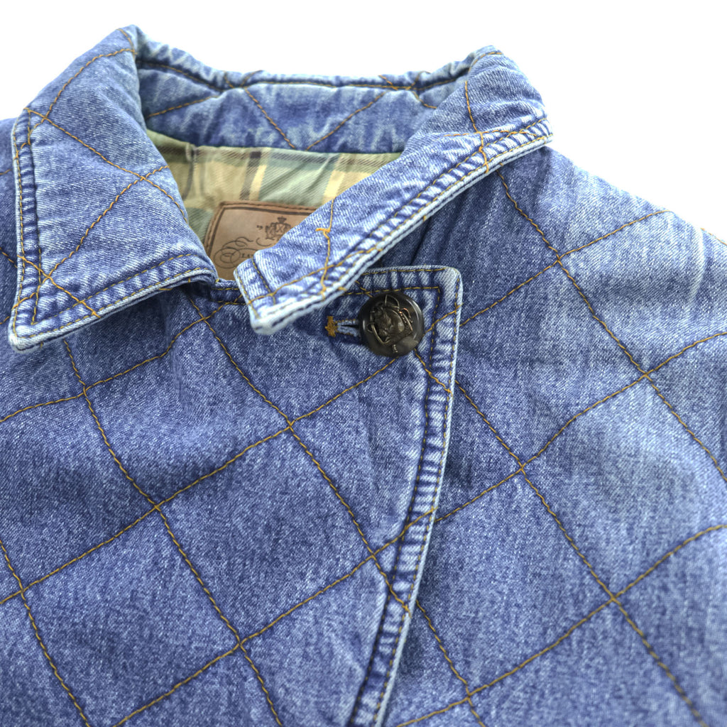 LAUREN RALPH LAUREN 90年代 ヴィンテージ デニムキルティング ダブルブレストジャケット L インディゴ ブルー 中綿 裏地チェック