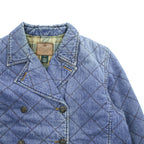 LAUREN RALPH LAUREN 90年代 ヴィンテージ デニムキルティング ダブルブレストジャケット L インディゴ ブルー 中綿 裏地チェック