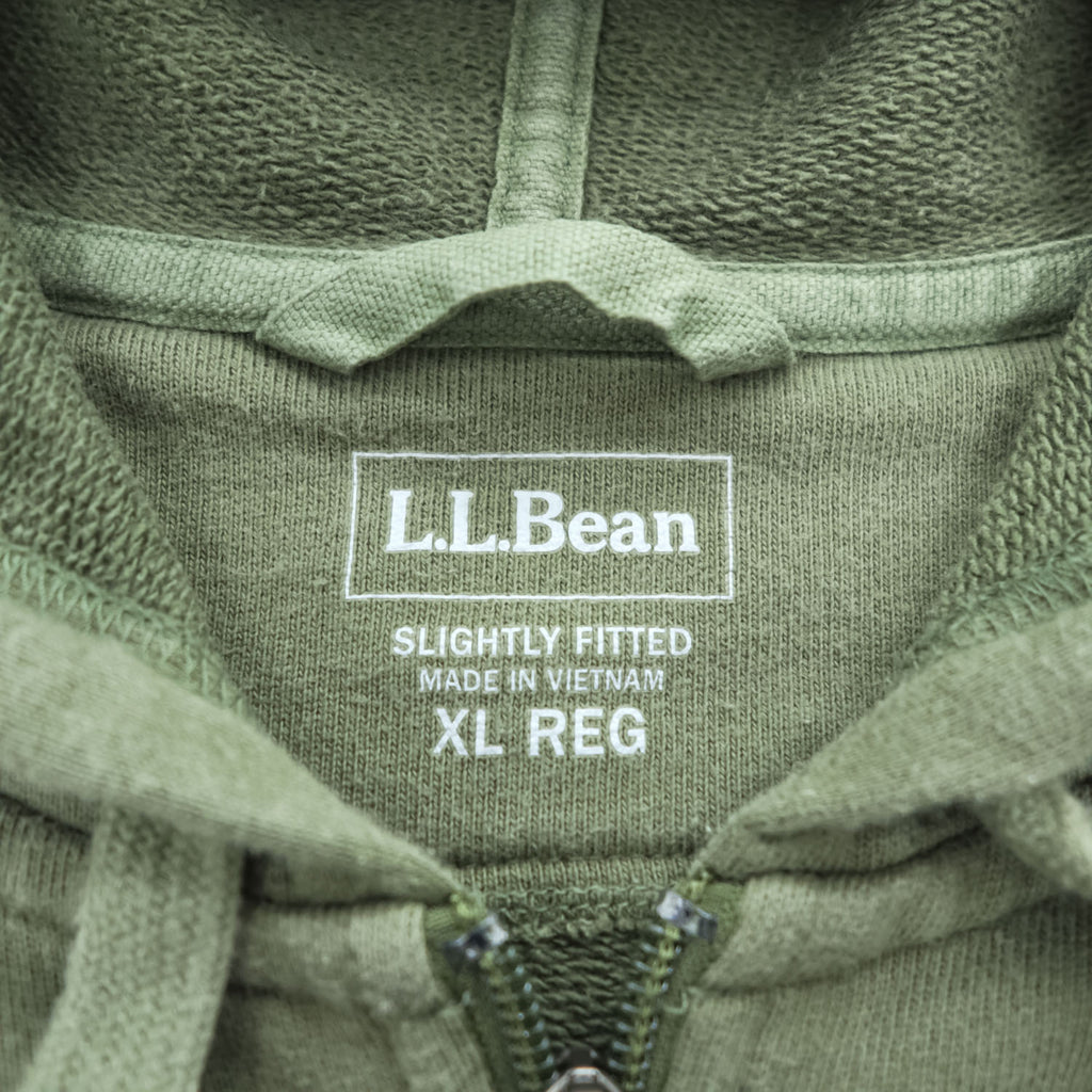 L.L.Bean ジップパーカー XL カーキ グリーン SLIGHTLY FITTED フロントポケット 501147