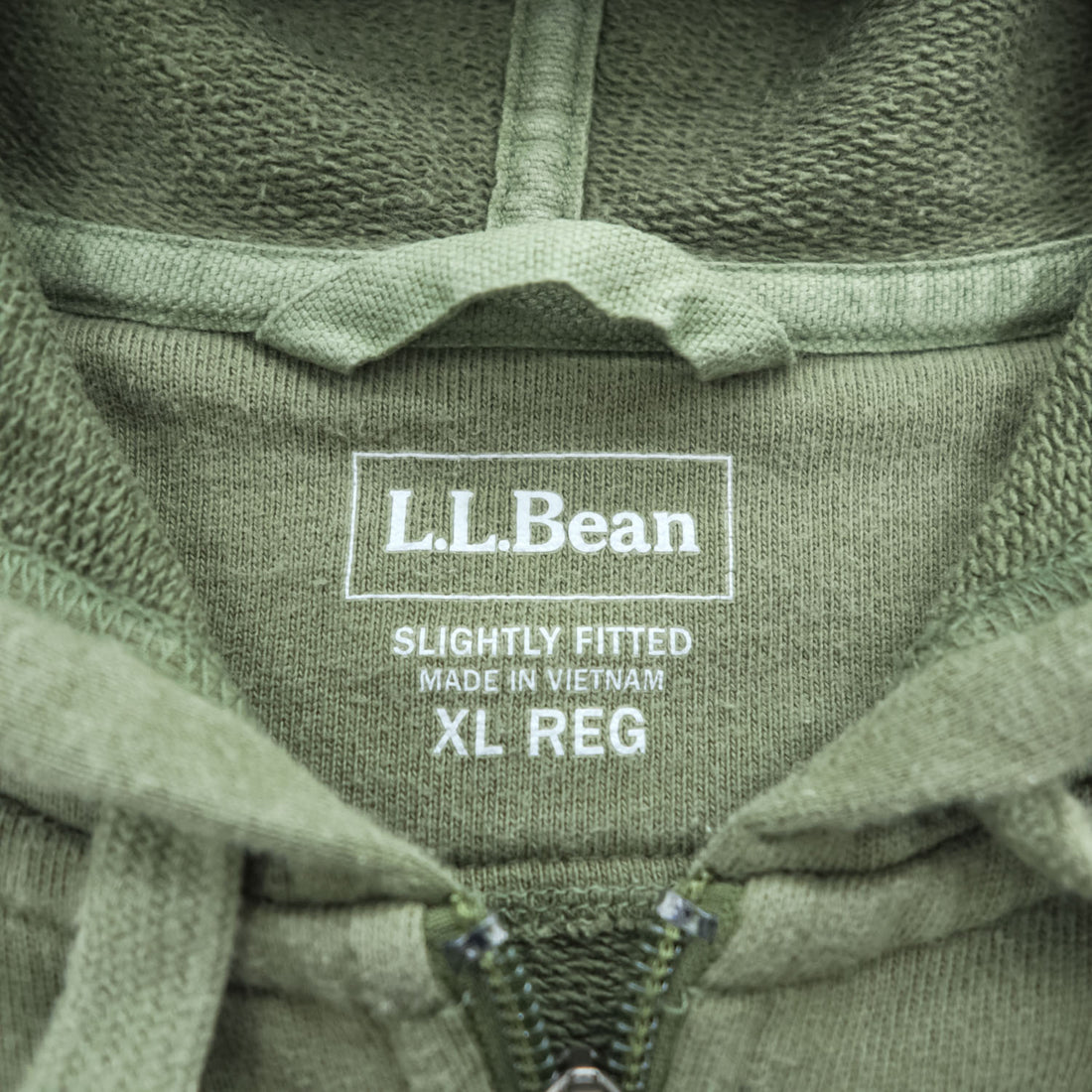 L.L.Bean ジップパーカー XL カーキ グリーン SLIGHTLY FITTED フロントポケット 501147