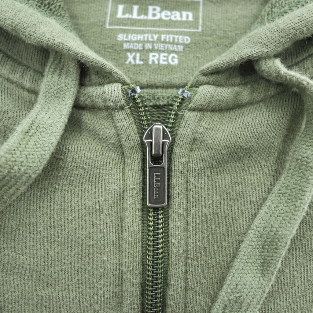 L.L.Bean ジップパーカー XL カーキ グリーン SLIGHTLY FITTED フロントポケット 501147